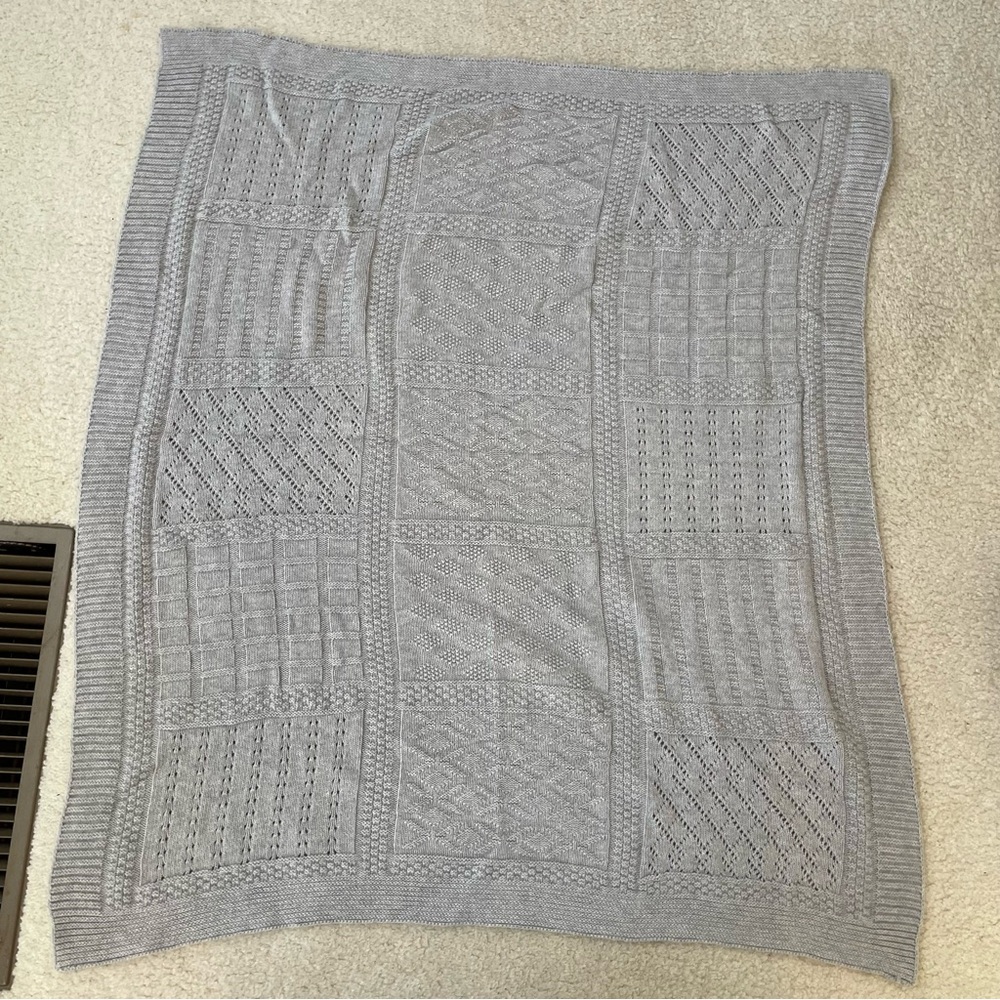 Silvercloud Gray Knitted 100% Cotton Shawl/Baby Blanket 70 x 90 cm